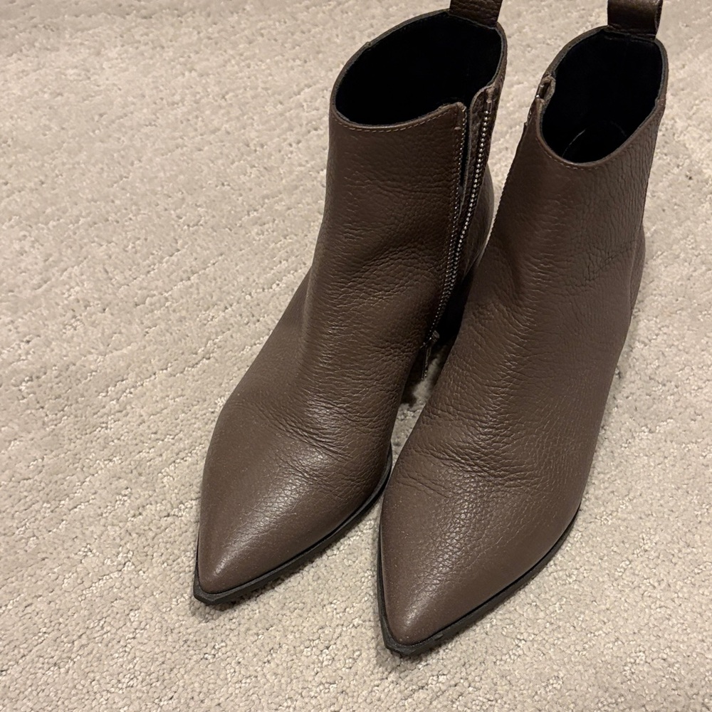 Everlane Sage Brown Pointed Toe Ankle Booties